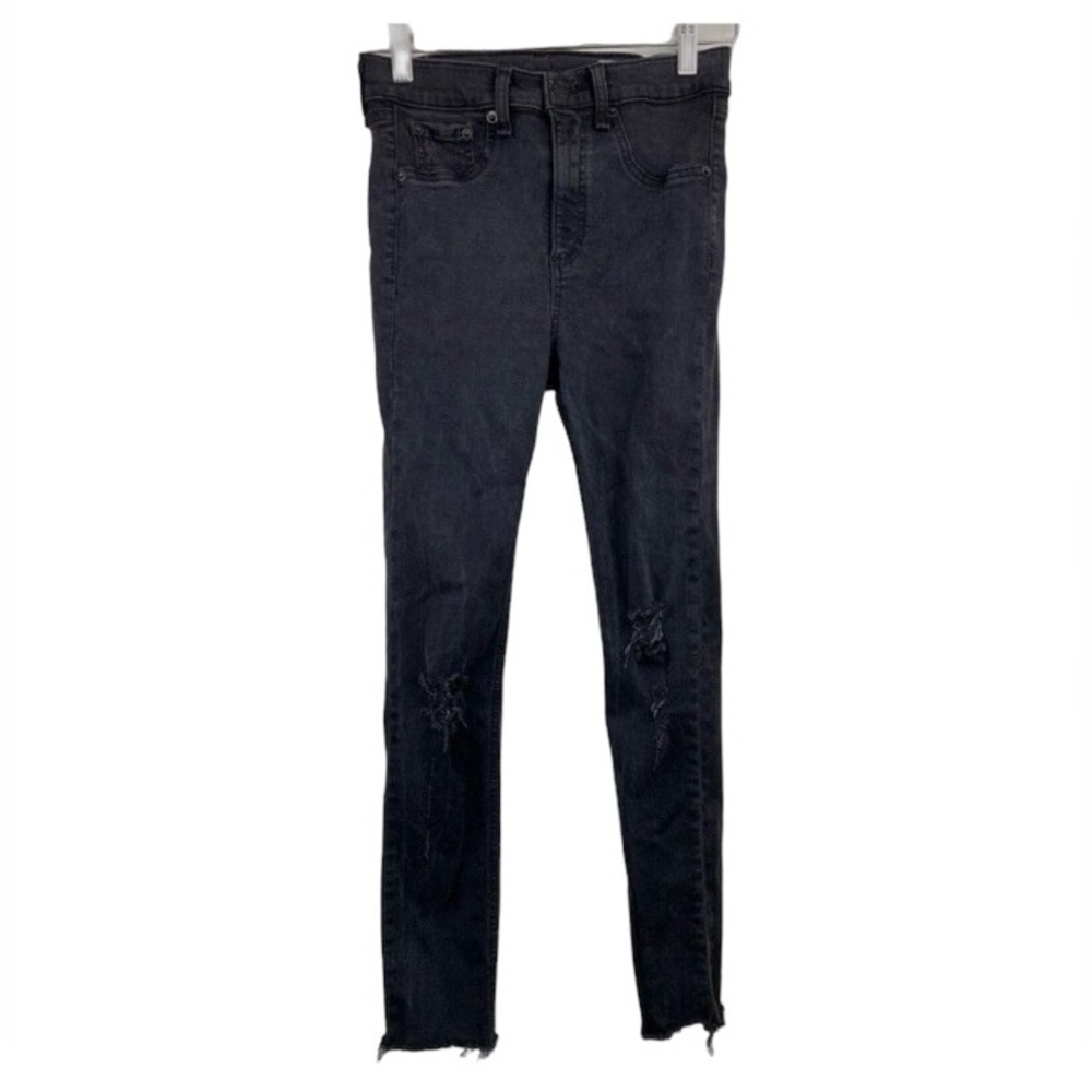 Rag & Bone Womens Slim Skinny Jeans Black High Rise Stretch Distressed Denim 26